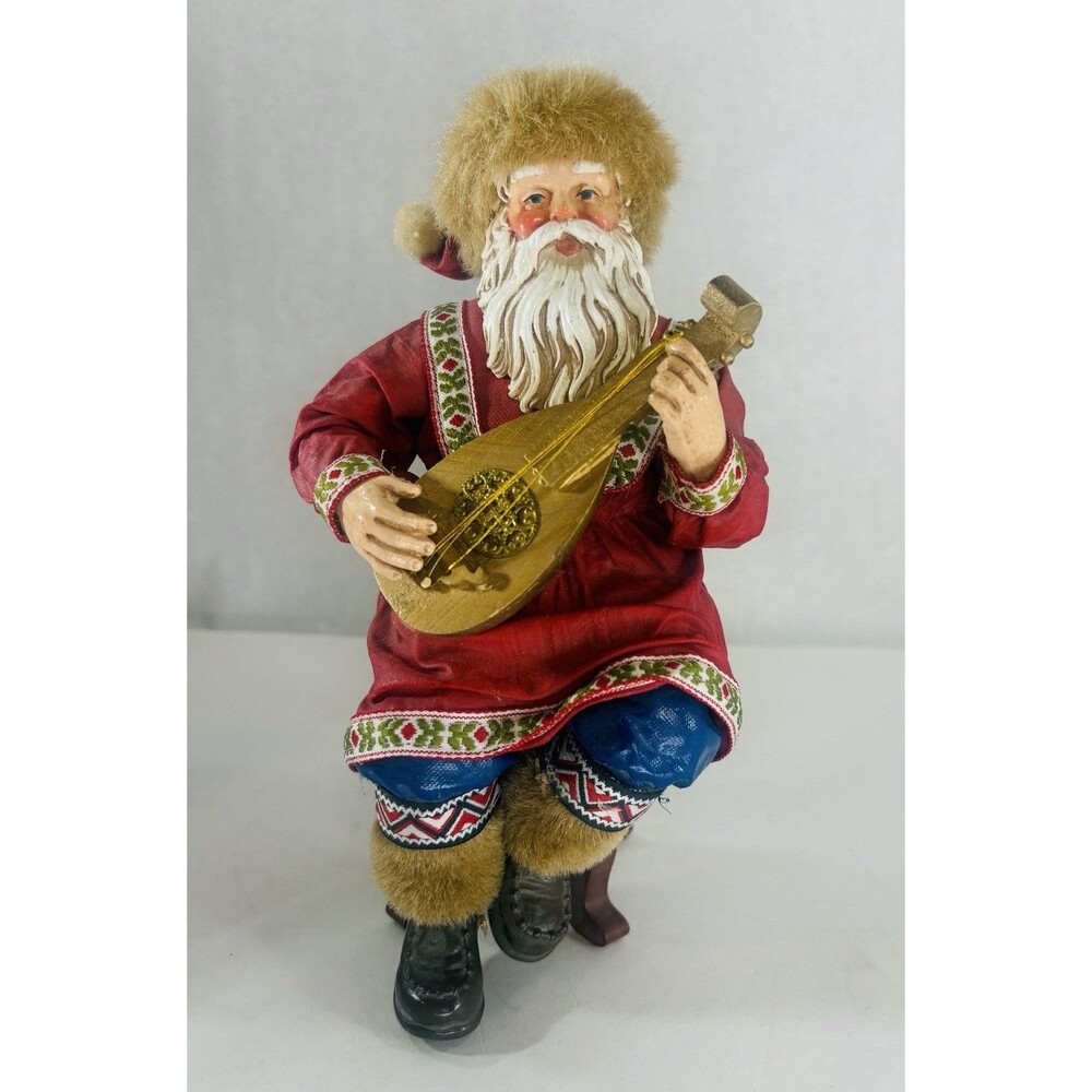 Possible Dreams Music Box Strumming the Lute Musical Santa Clothtique 1993